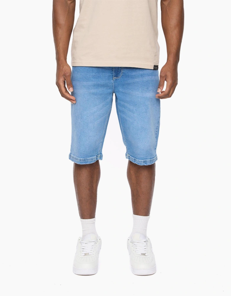 Crosshatch Hammersmith Mens Denim Shorts Mid Wash