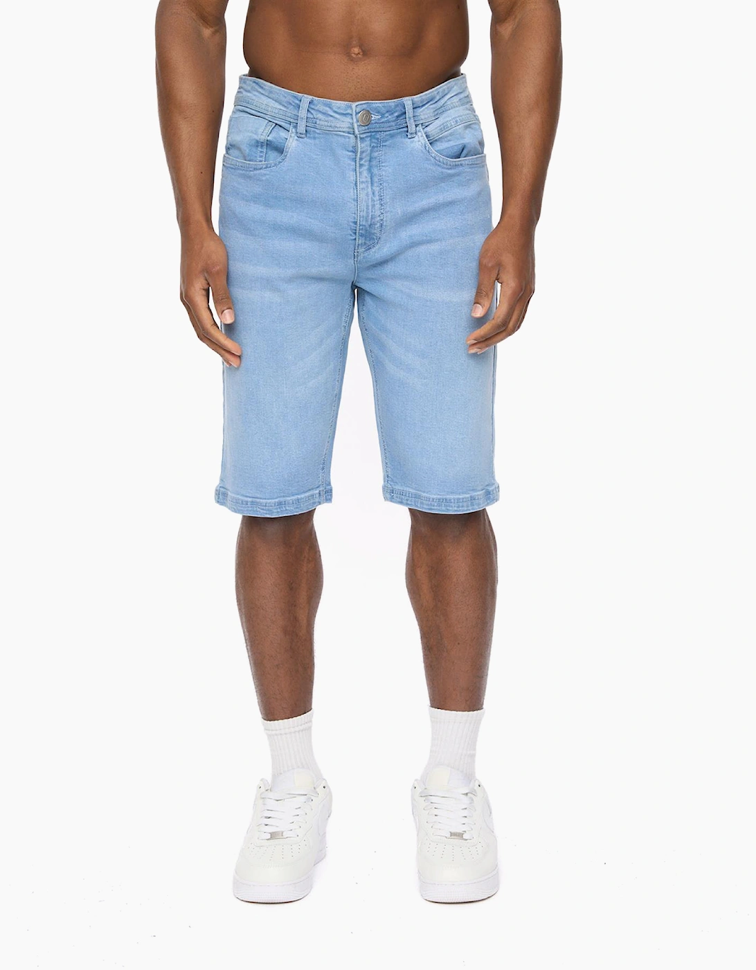 Crosshatch Hammersmith Mens Denim Shorts Light Wash / Blue