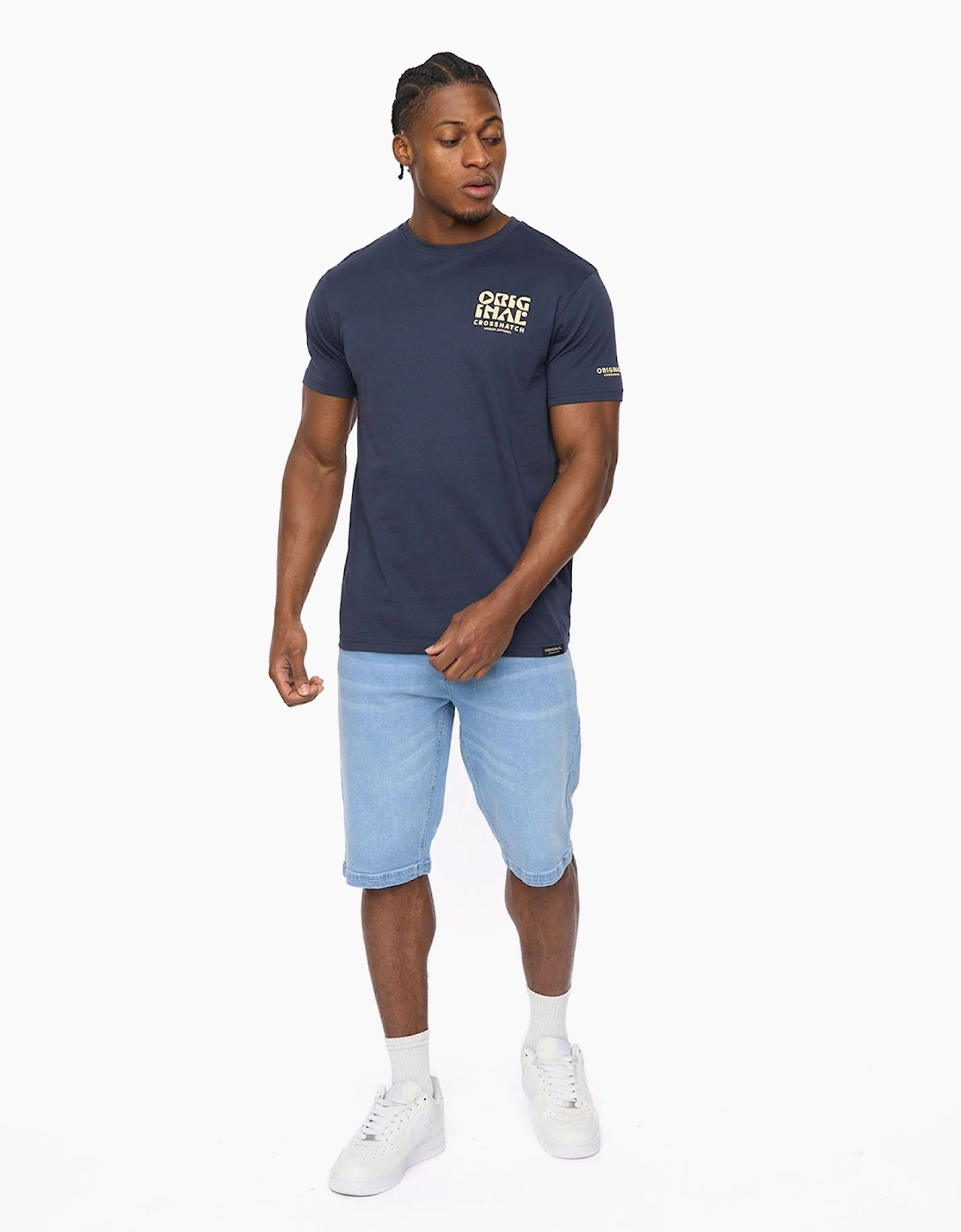 Crosshatch Hammersmith Mens Denim Shorts Light Wash / Blue