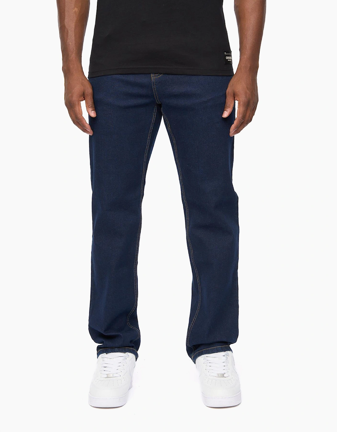 Crosshatch Detendu Mens Relax Fit Jeans Raw Wash / Blue