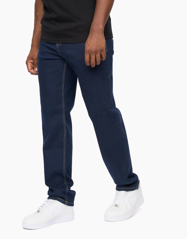 Crosshatch Detendu Mens Relax Fit Jeans Raw Wash / Blue