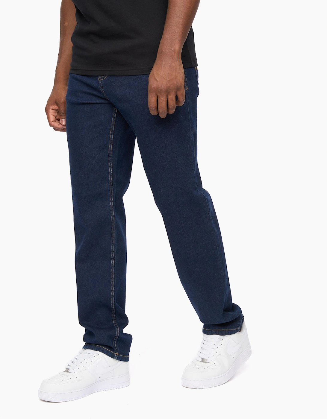 Crosshatch Detendu Mens Relax Fit Jeans Raw Wash / Blue