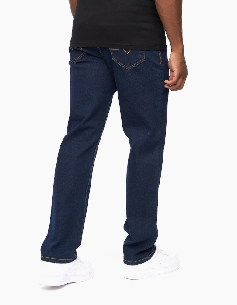 Crosshatch Detendu Mens Relax Fit Jeans Raw Wash / Blue