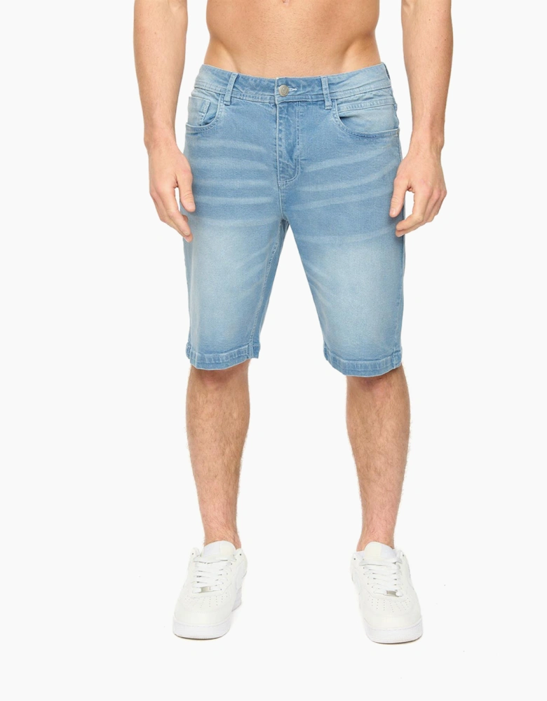 Crosshatch Kamaline Mens Denim Shorts Light Wash / Blue