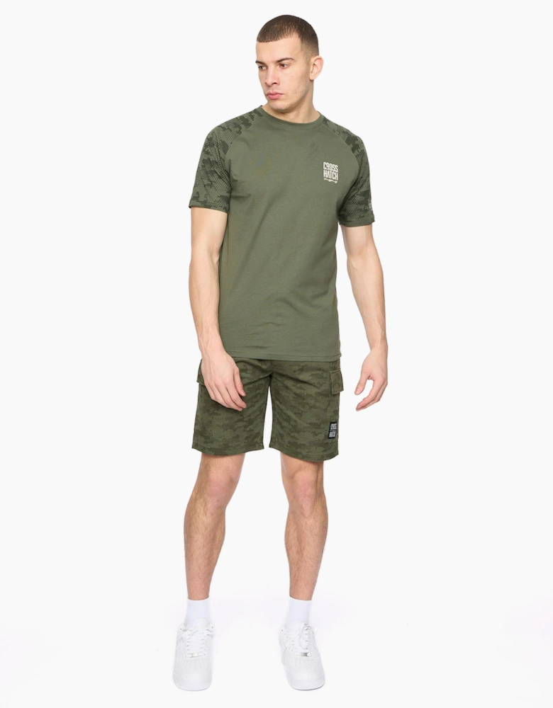 Crosshatch Janscore Mens Elastic Waist Cargo Shorts Deep Olive / Green