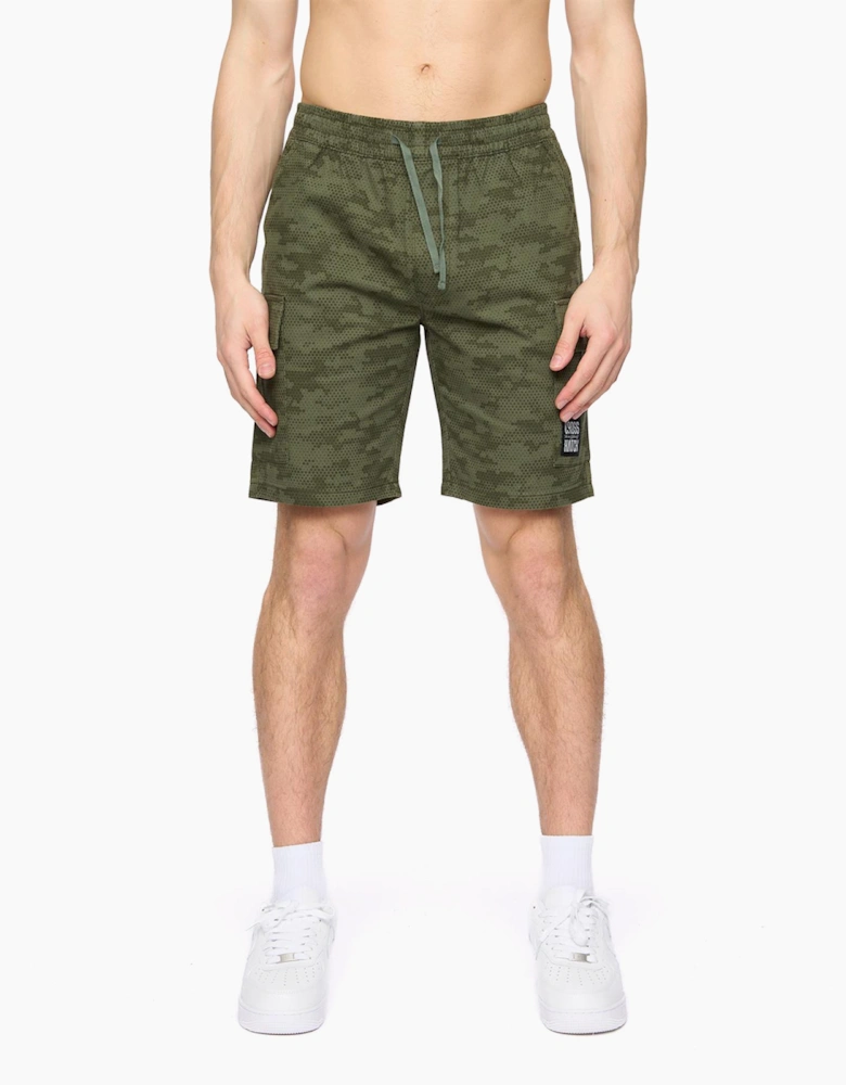 Crosshatch Janscore Mens Elastic Waist Cargo Shorts Deep Olive / Green