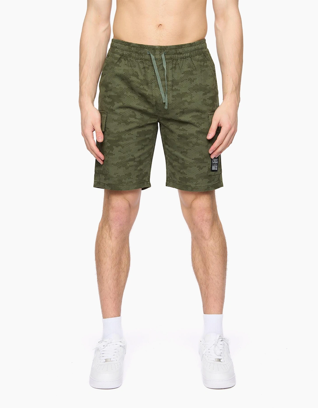Crosshatch Janscore Mens Elastic Waist Cargo Shorts Deep Olive / Green