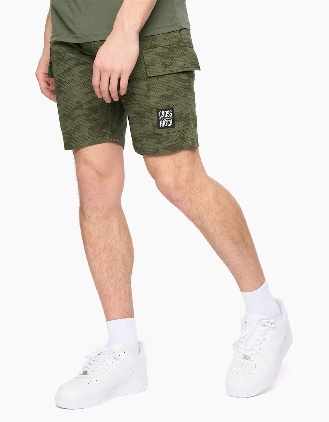 Crosshatch Janscore Mens Elastic Waist Cargo Shorts Deep Olive / Green