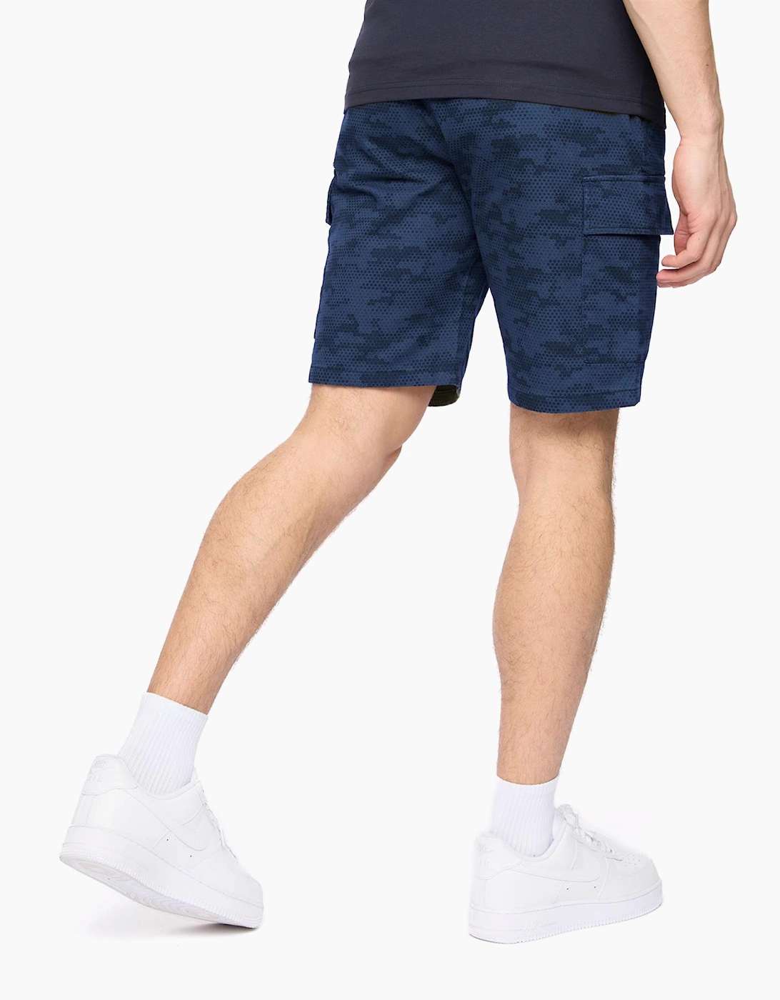 Crosshatch Janscore Mens Elastic Waist Cargo Shorts Navy