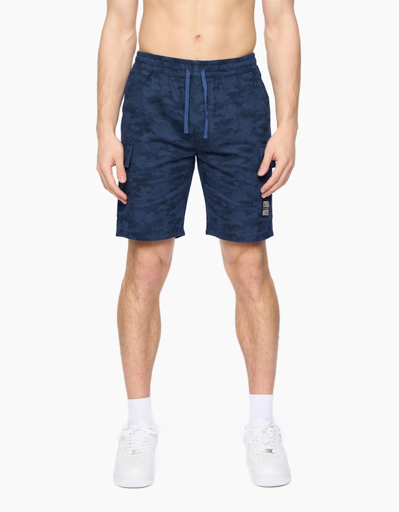 Crosshatch Janscore Mens Elastic Waist Cargo Shorts Navy