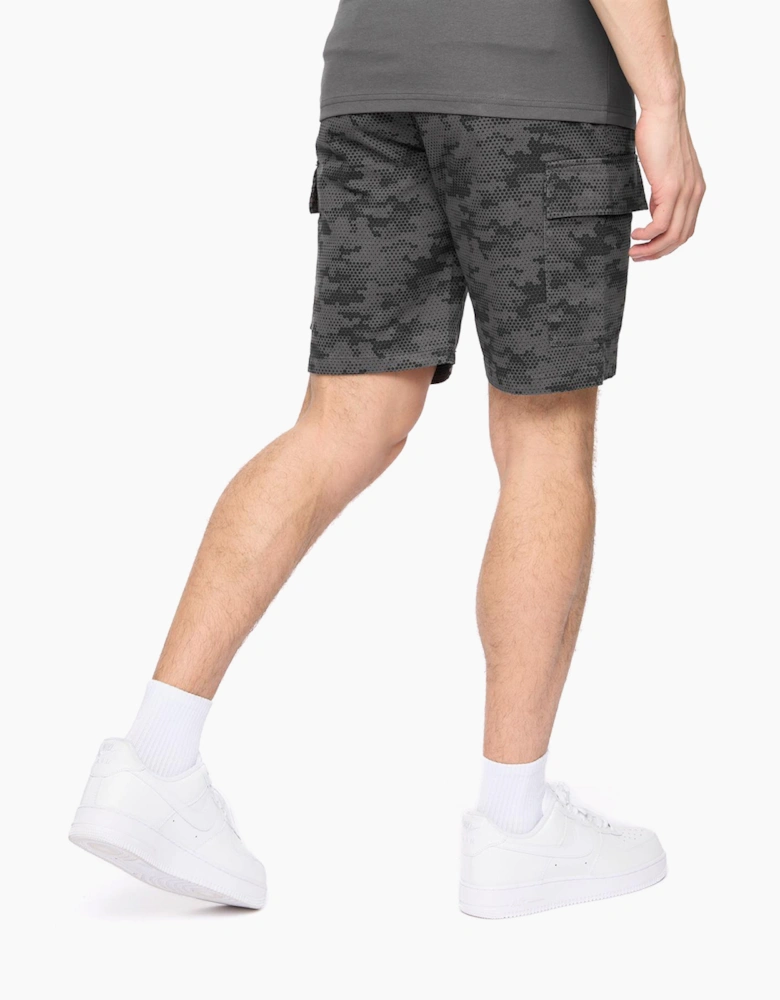 Crosshatch Janscore Mens Elastic Waist Cargo Shorts Dark Grey