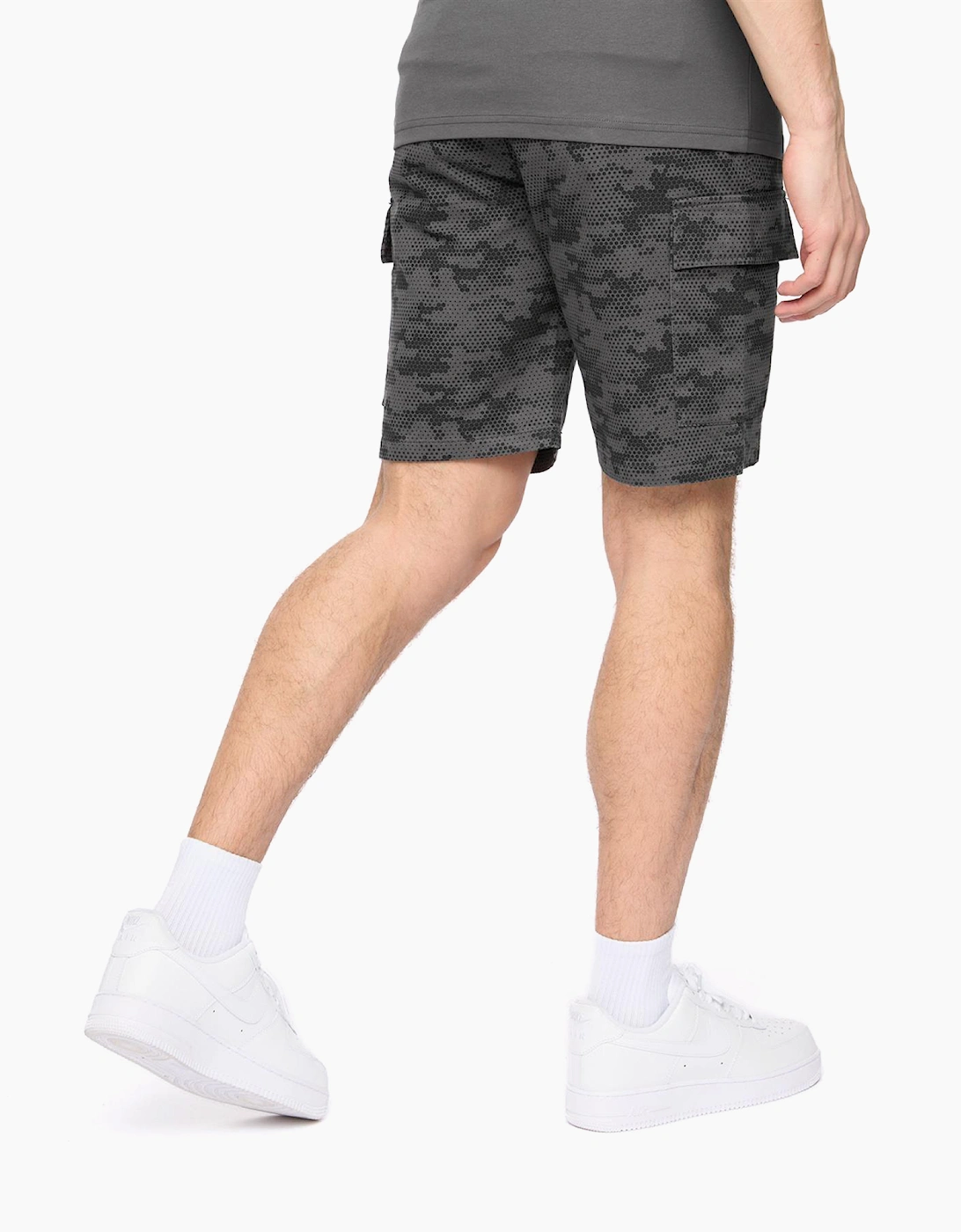 Crosshatch Janscore Mens Elastic Waist Cargo Shorts Dark Grey