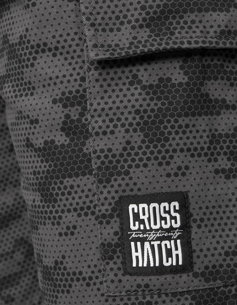 Crosshatch Janscore Mens Elastic Waist Cargo Shorts Dark Grey