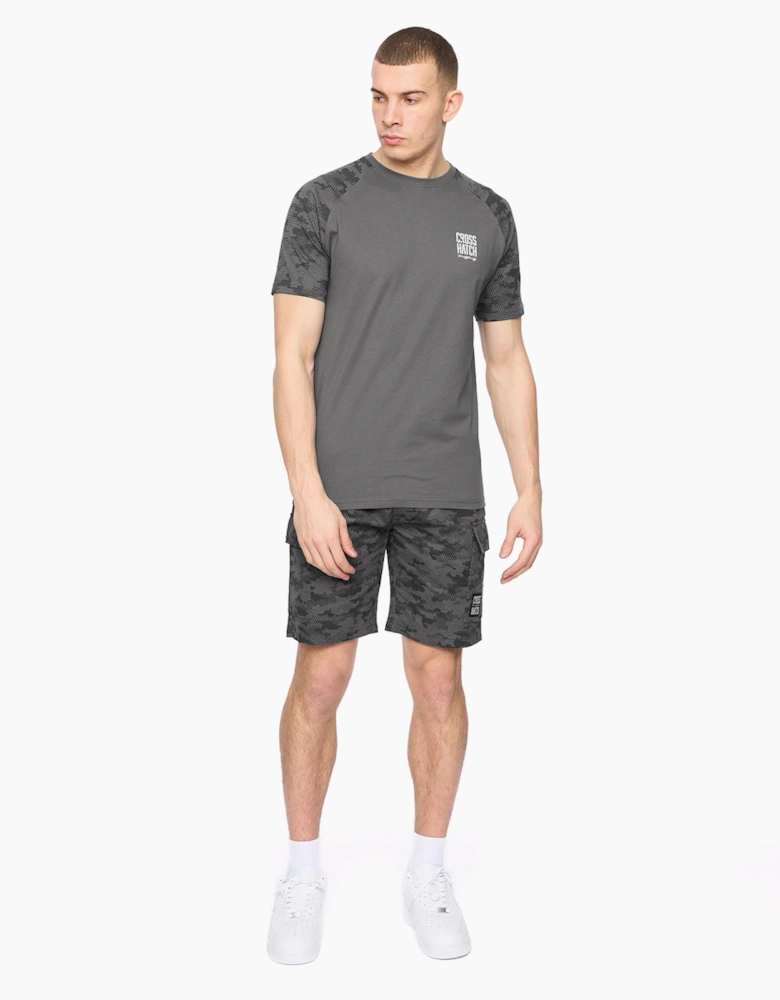 Crosshatch Janscore Mens Elastic Waist Cargo Shorts Dark Grey