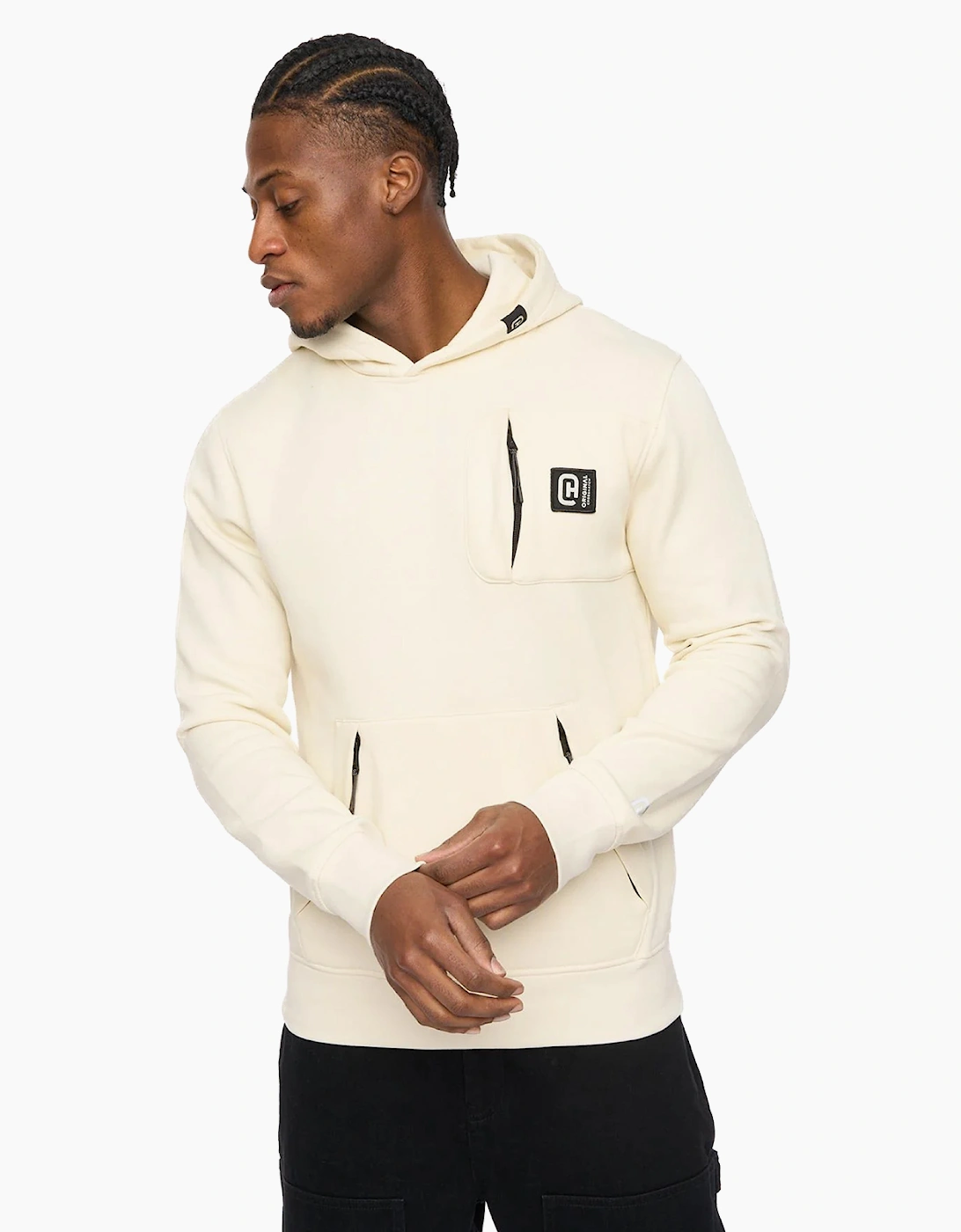 Crosshatch Portville Mens Hoodie Neutral / Off White