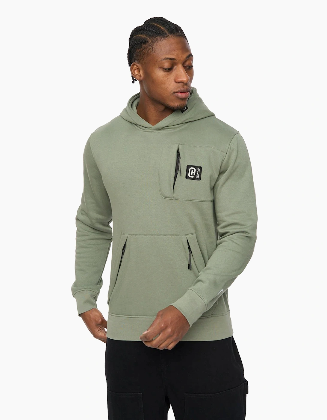 Crosshatch Portville Mens Hoodie Olive / Green