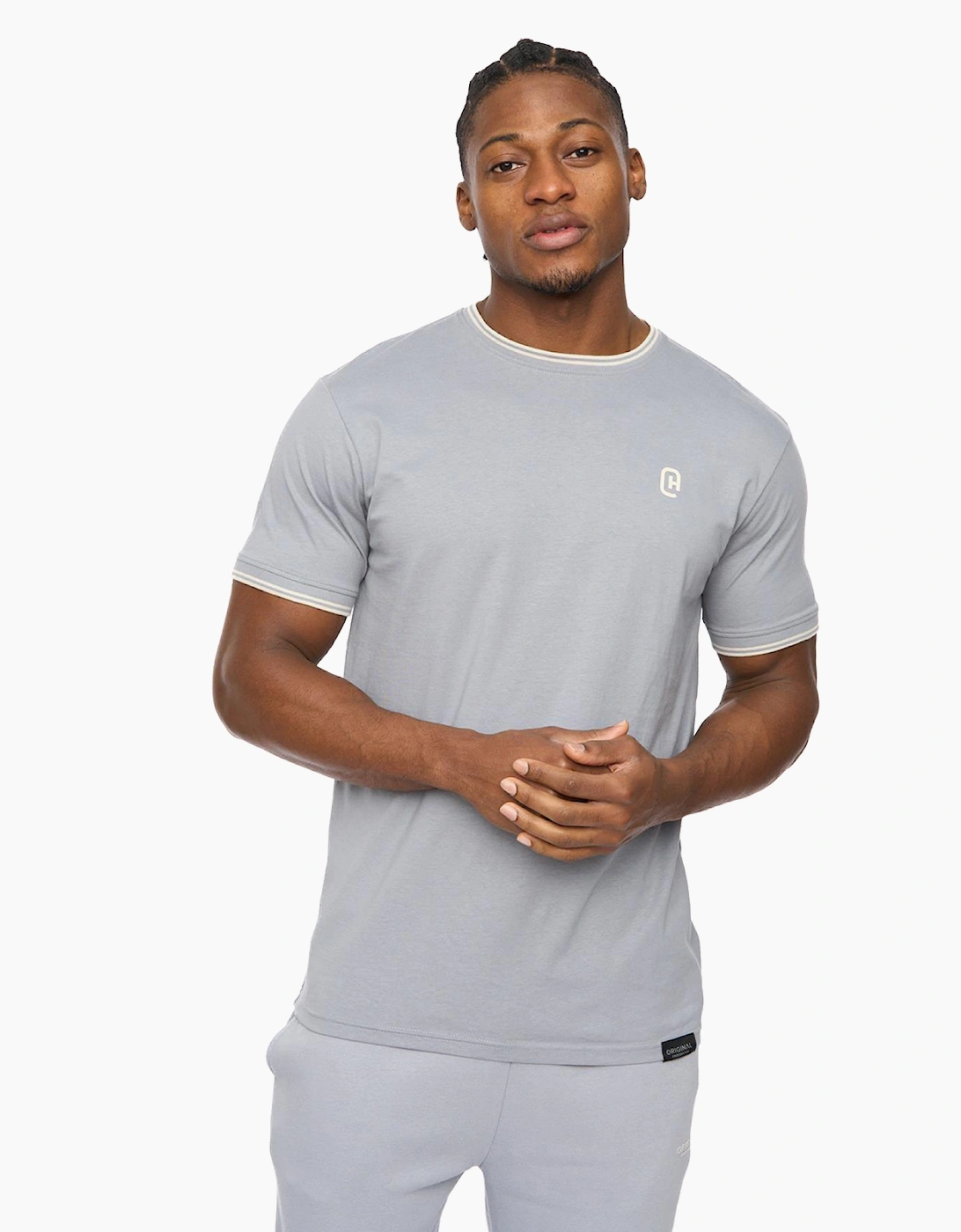 Crosshatch Meece Mens T-Shirt Steel Blue / Grey