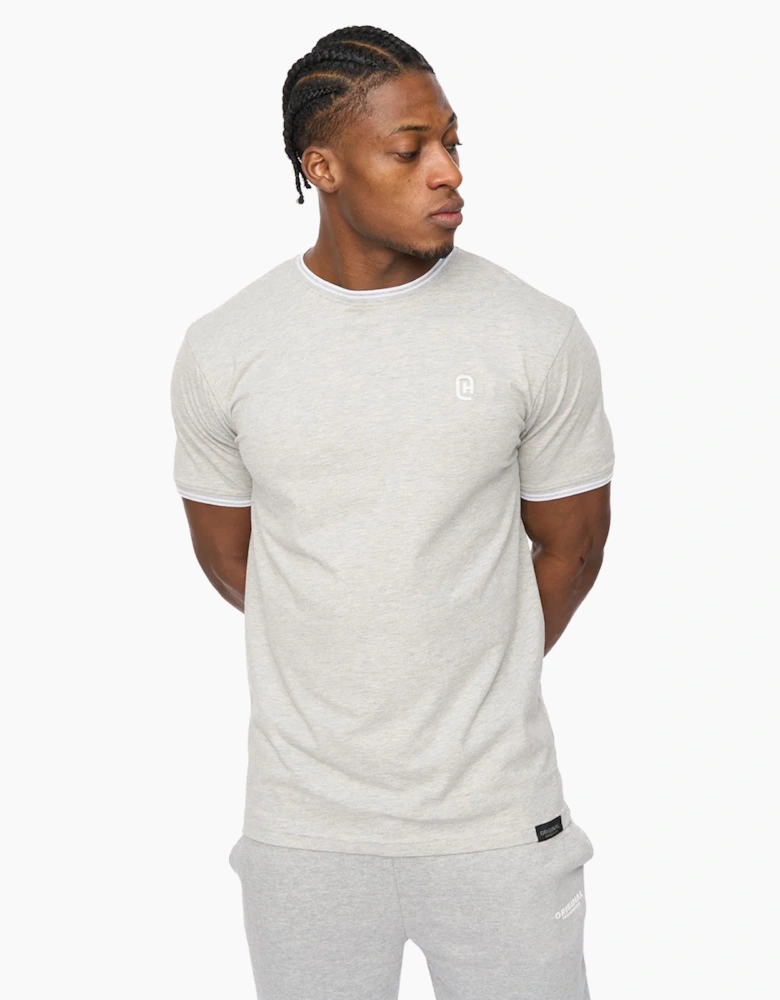 Crosshatch Preece Mens T-Shirt Grey Marl