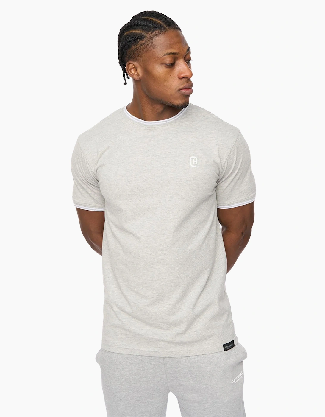 Crosshatch Preece Mens T-Shirt Grey Marl