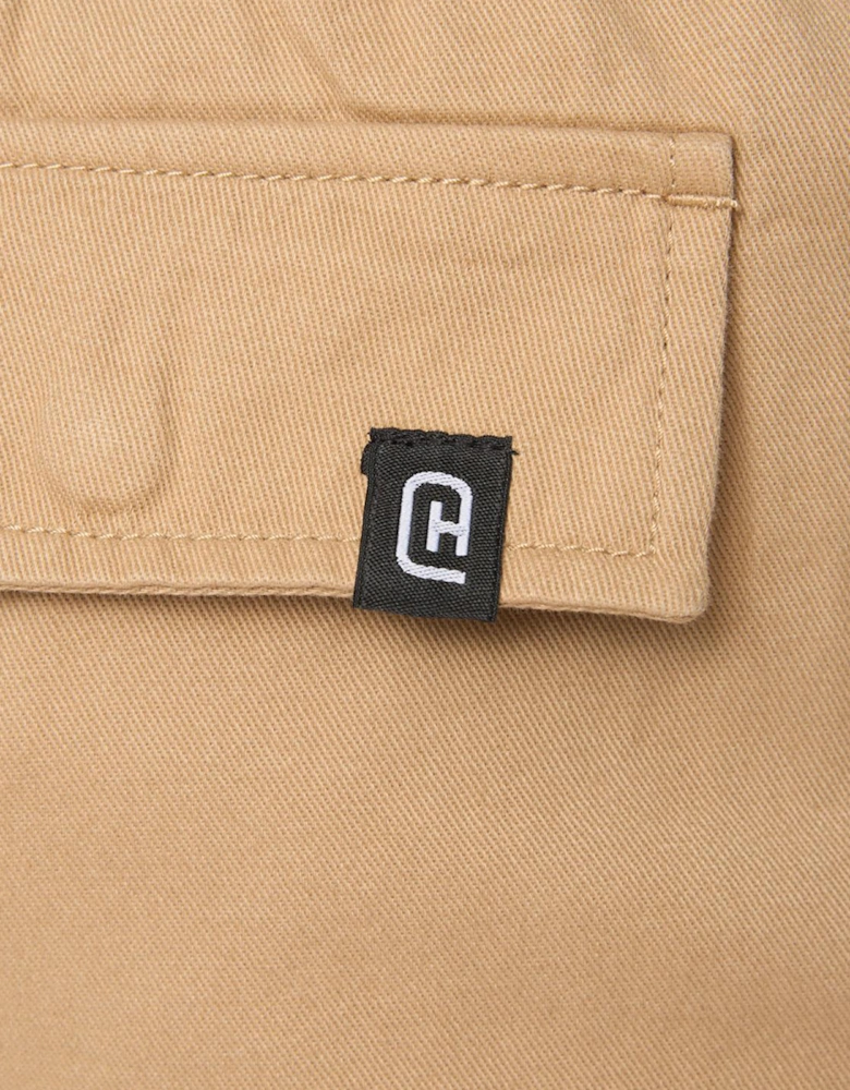 Crosshatch Utilate Mens Elastic Waist Cargo Shorts Stone / Beige