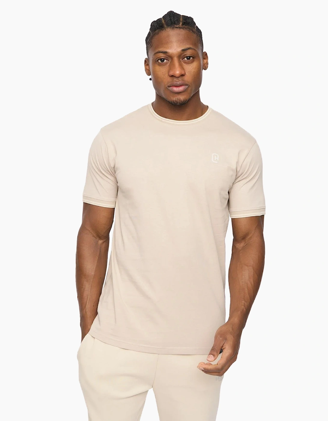 Crosshatch Preece Mens T-Shirt Light Stone / Beige