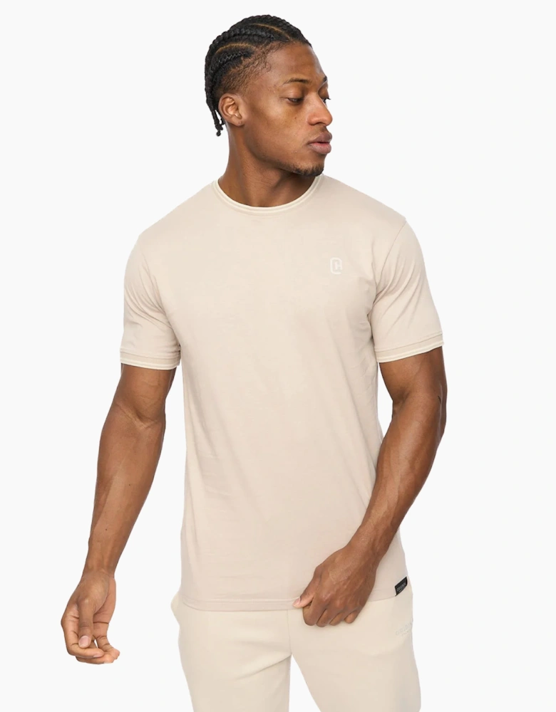 Crosshatch Preece Mens T-Shirt Light Stone / Beige