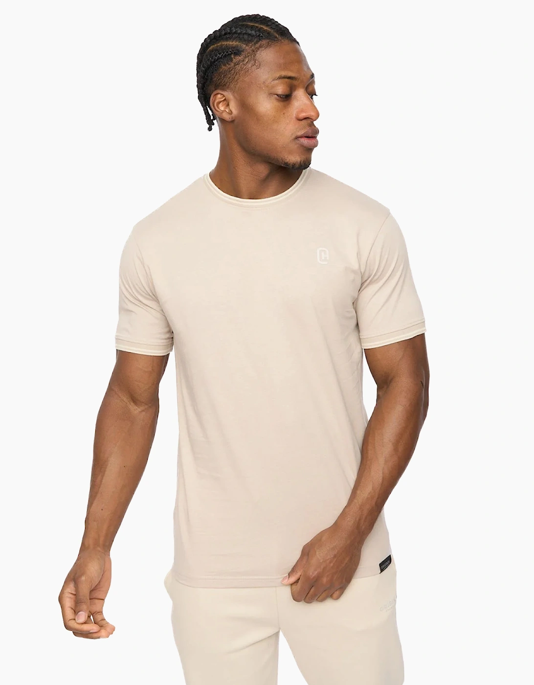 Crosshatch Preece Mens T-Shirt Light Stone / Beige