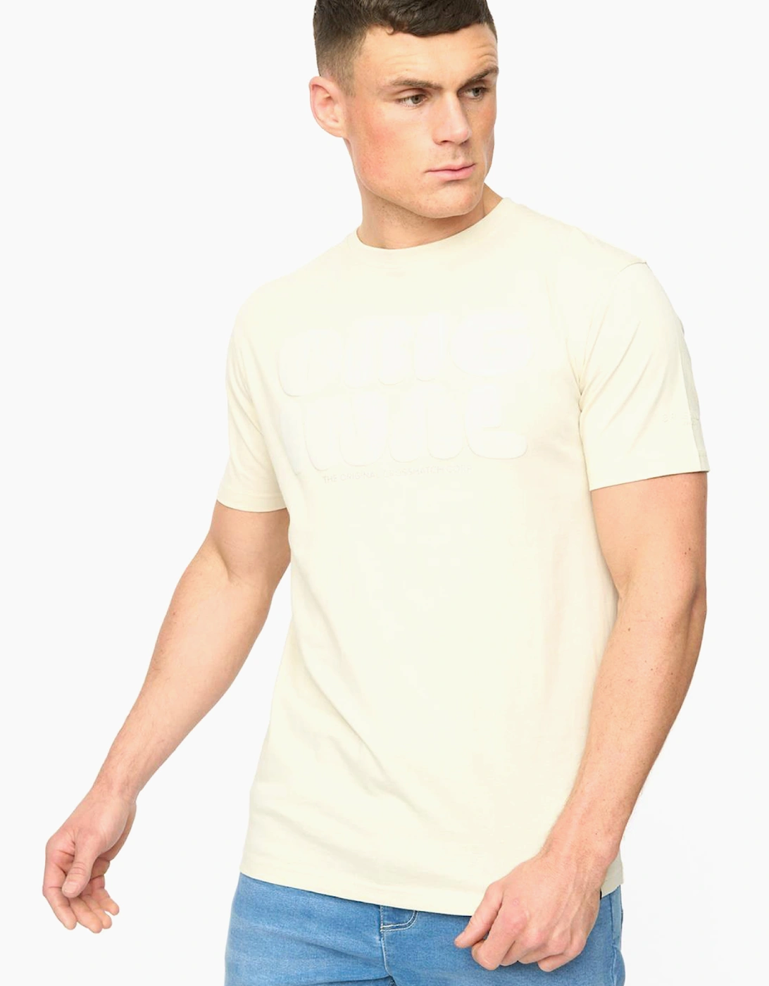 Crosshatch Transflate Mens T-Shirt Neutral / Off White