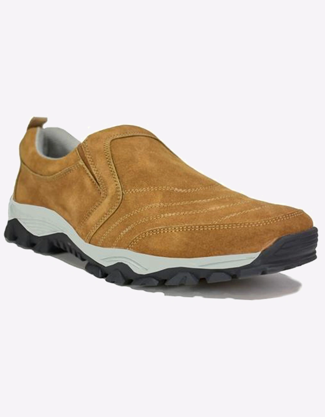 Malin Ben Leather Slip On Trainers Mens Tan Suede