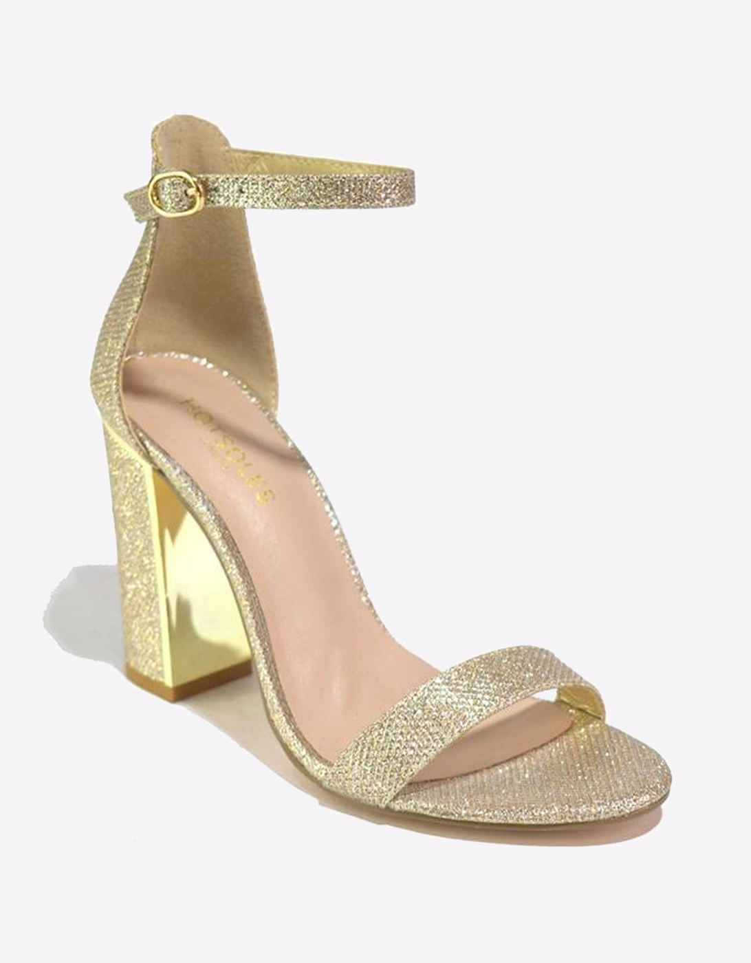 Hotsoles London Bailey Womens Heel Sandals Gold