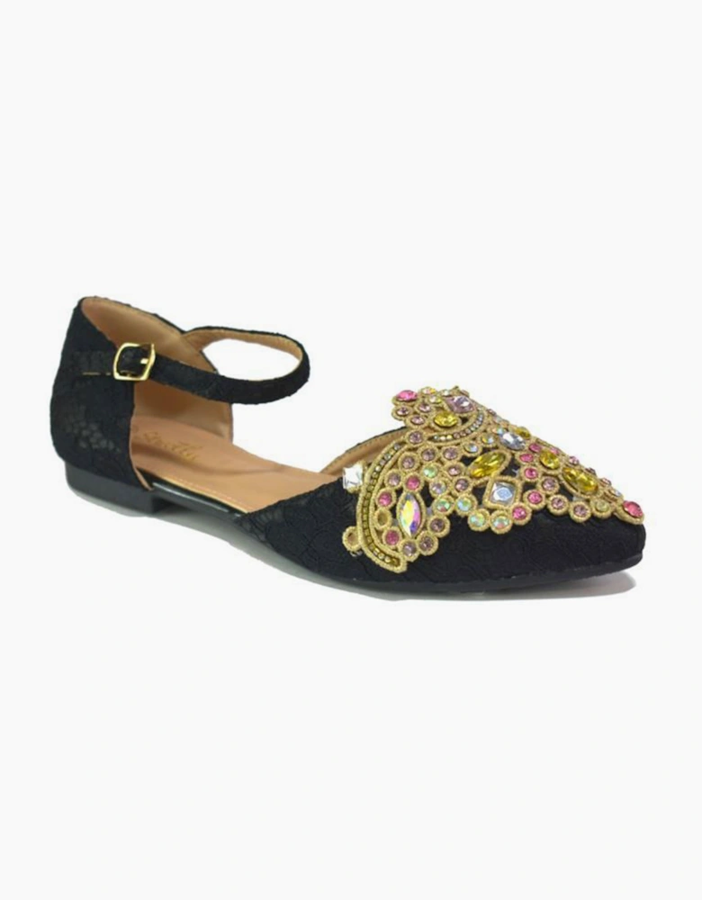 Strictly Destiny Womens Slip On Dress Shoes Black / Gold