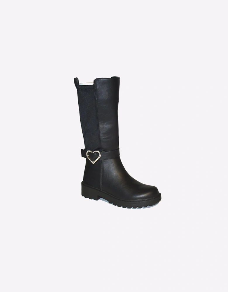 Reveal Fallon Girls High Ankle Boots Black PU