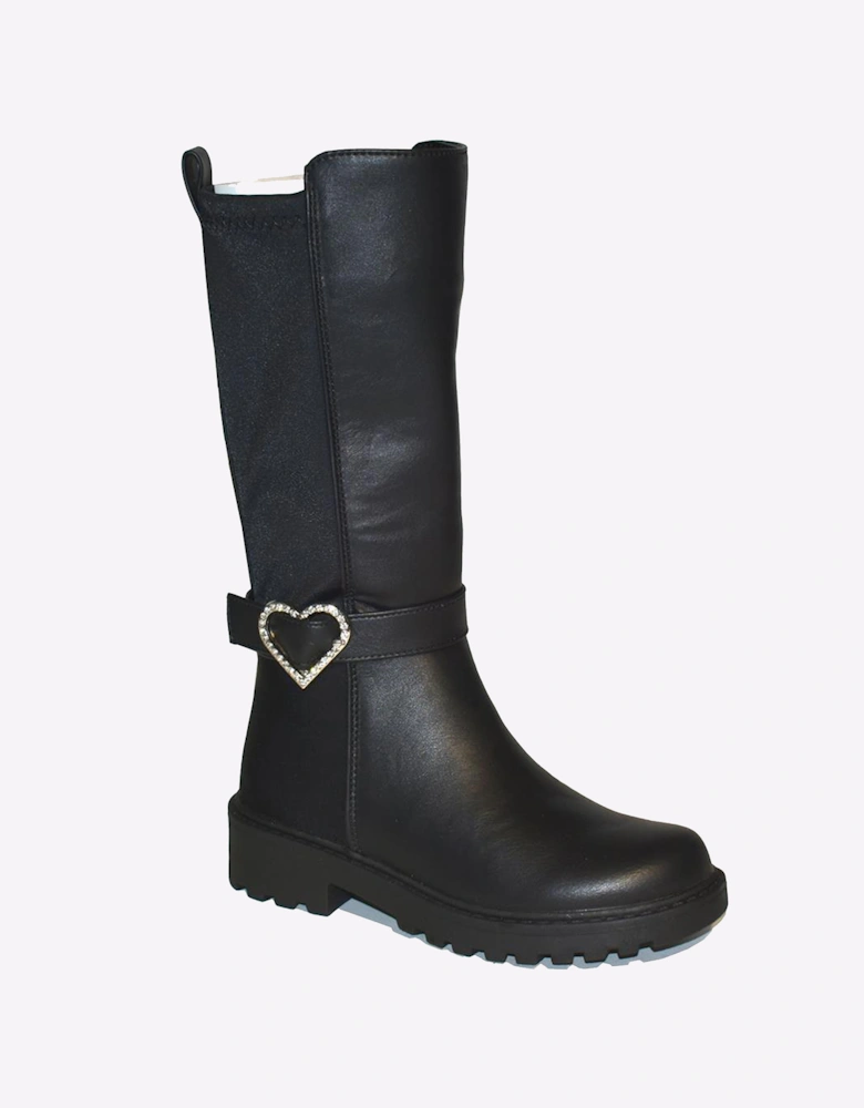 Reveal Fallon Girls High Ankle Boots Black PU