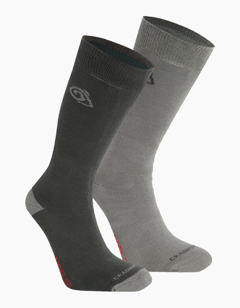 Craghoppers NosiLife Travel Socks 2pk Black Pepper / Mid Grey
