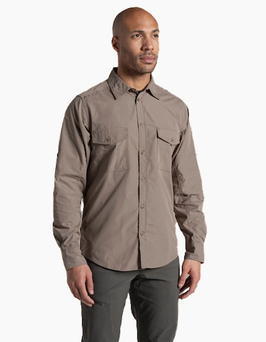 Craghoppers Kiwi II Mens Long Sleeve Shirt Pebble