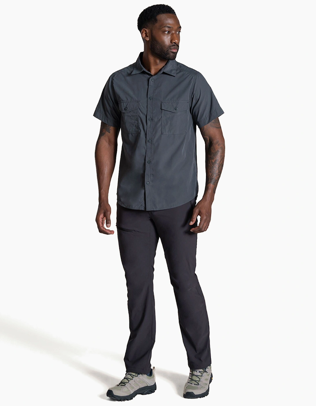 Craghoppers Kiwi II Mens Short Sleeved Shirt Dark Grey