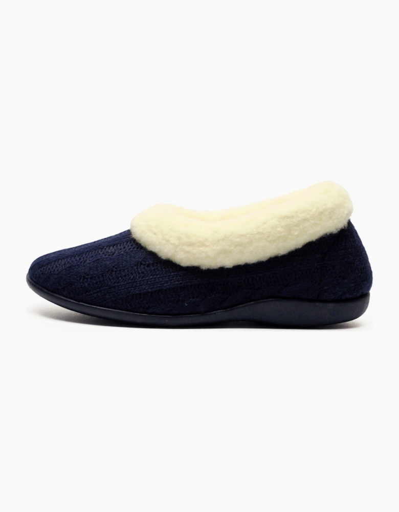 Fleet & Foster Sarina Womens Memory Foam Slippers Navy / Cream