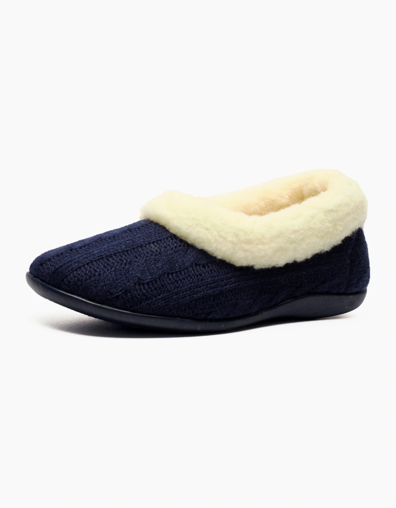 Fleet & Foster Sarina Womens Memory Foam Slippers Navy / Cream