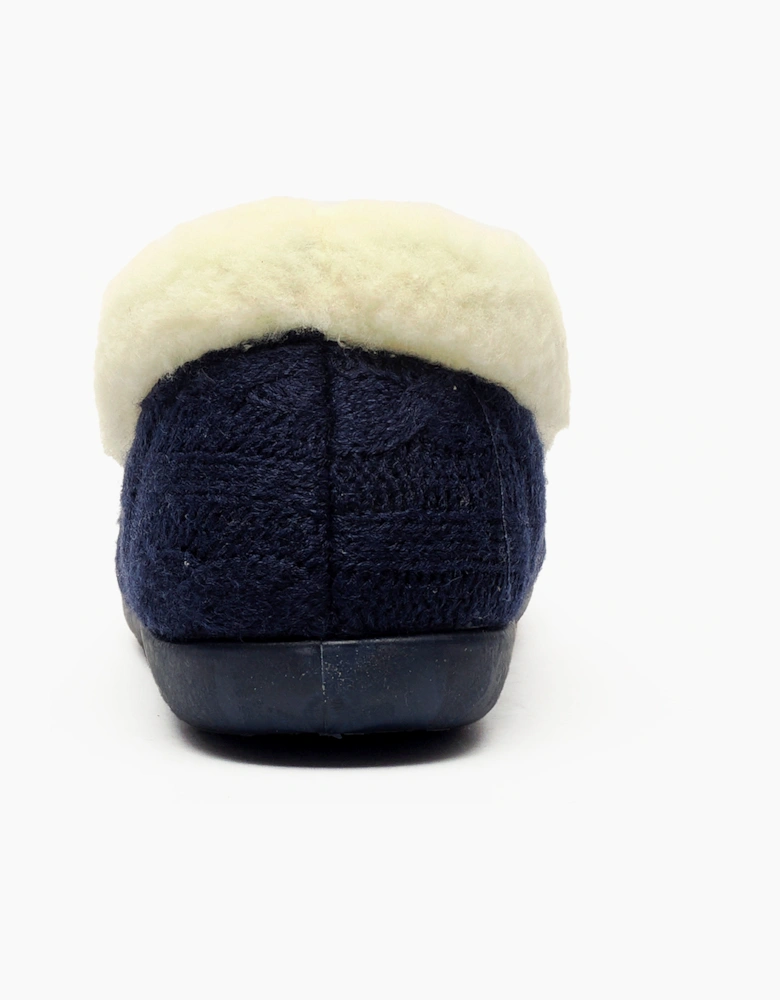 Fleet & Foster Sarina Womens Memory Foam Slippers Navy / Cream