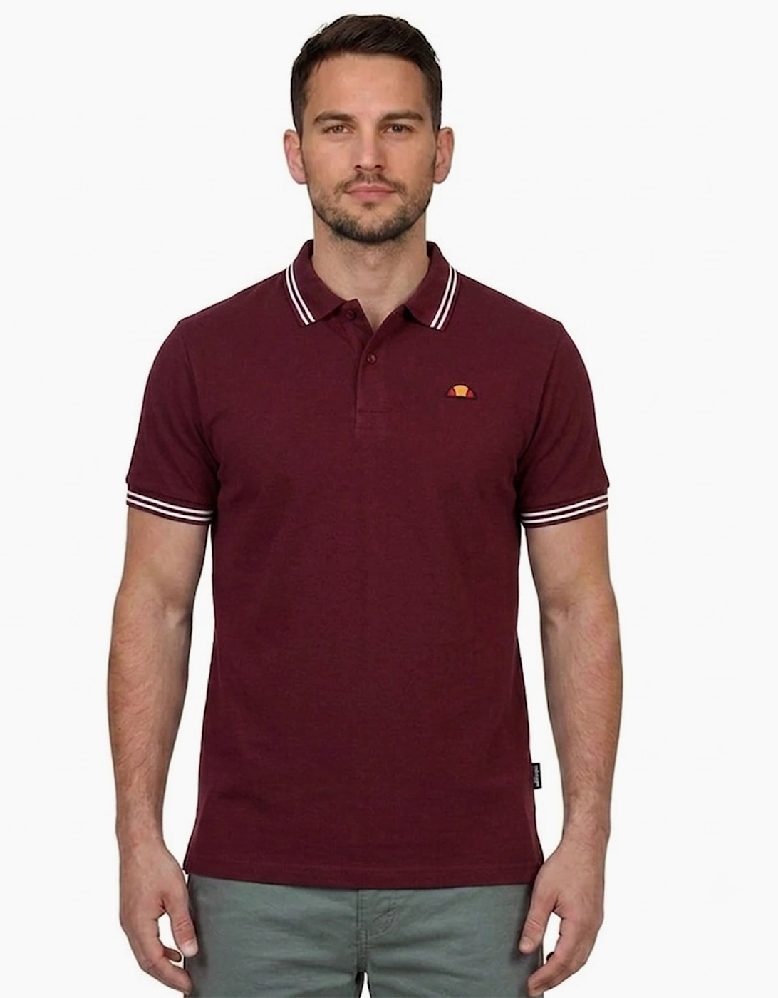Ellesse Dioran Tipped Mens Polo Shirt Burgundy