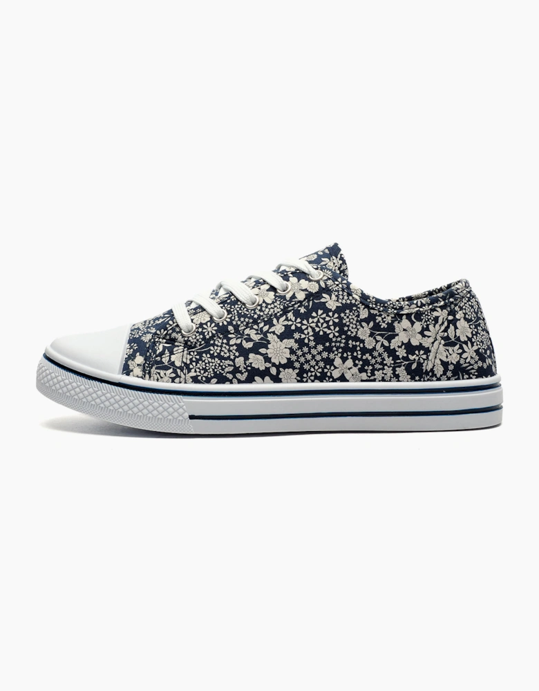 Dek Daisy Floral Womens Plimsoll Shoes Blue Floral