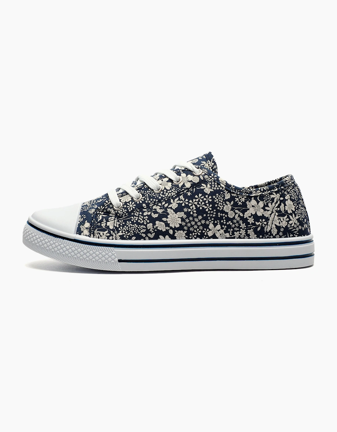 Dek Daisy Floral Womens Plimsoll Shoes Blue Floral