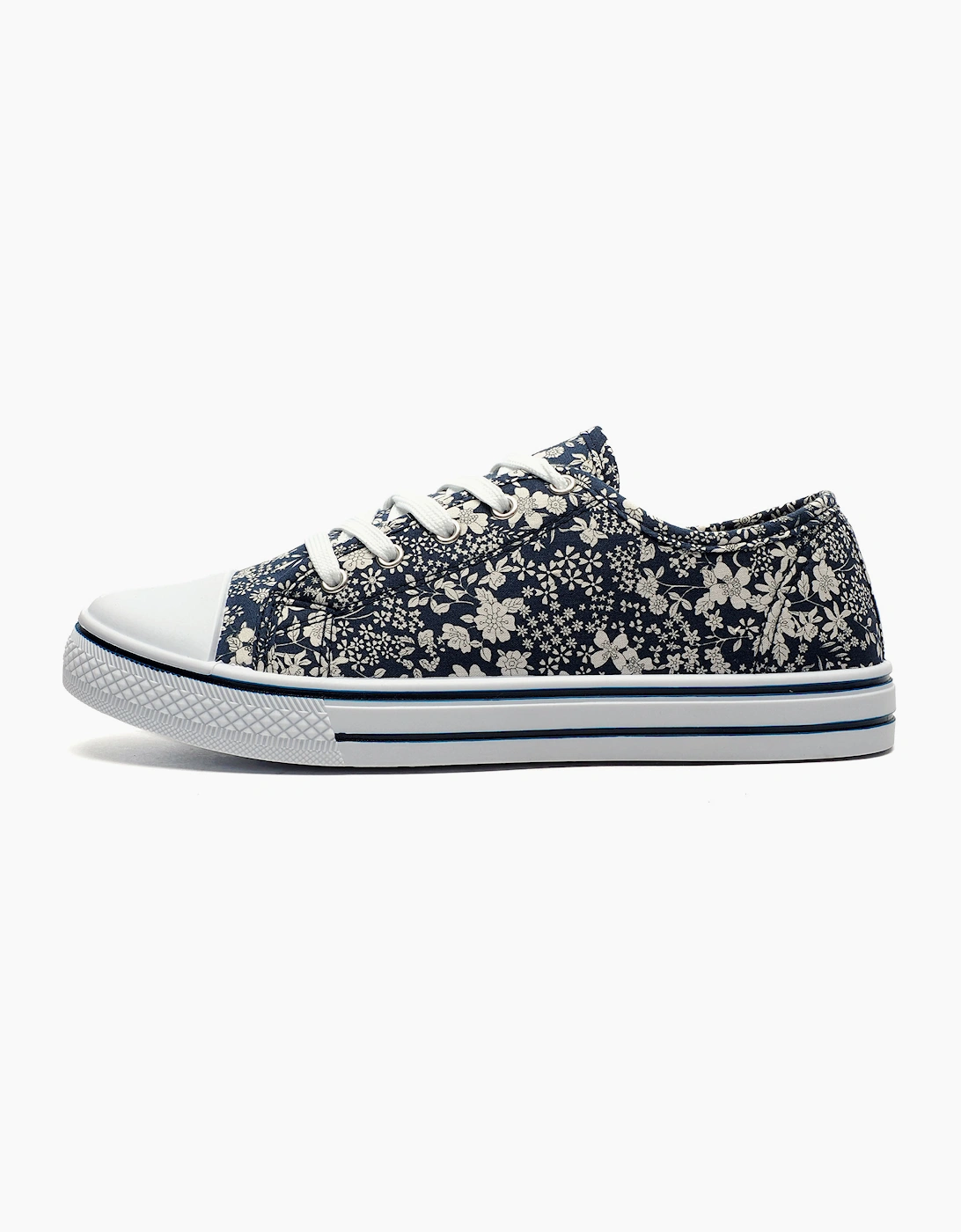 Dek Daisy Floral Womens Plimsoll Shoes Blue Floral