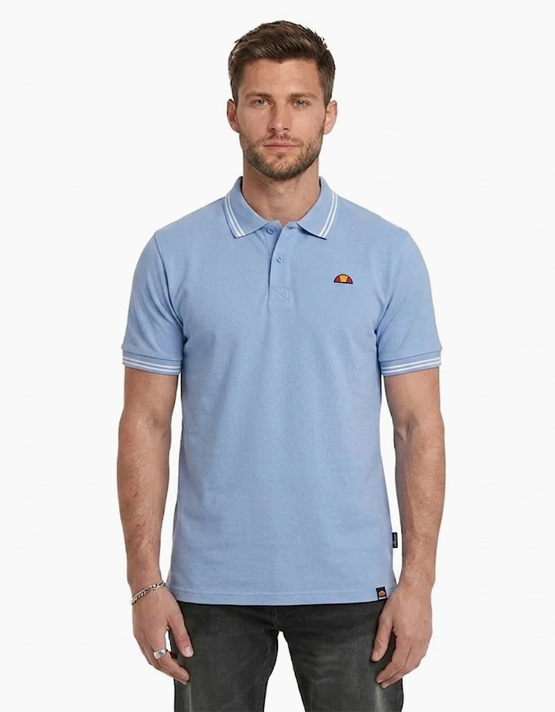 Ellesse Dioran Tipped Mens Polo Shirt Light Blue