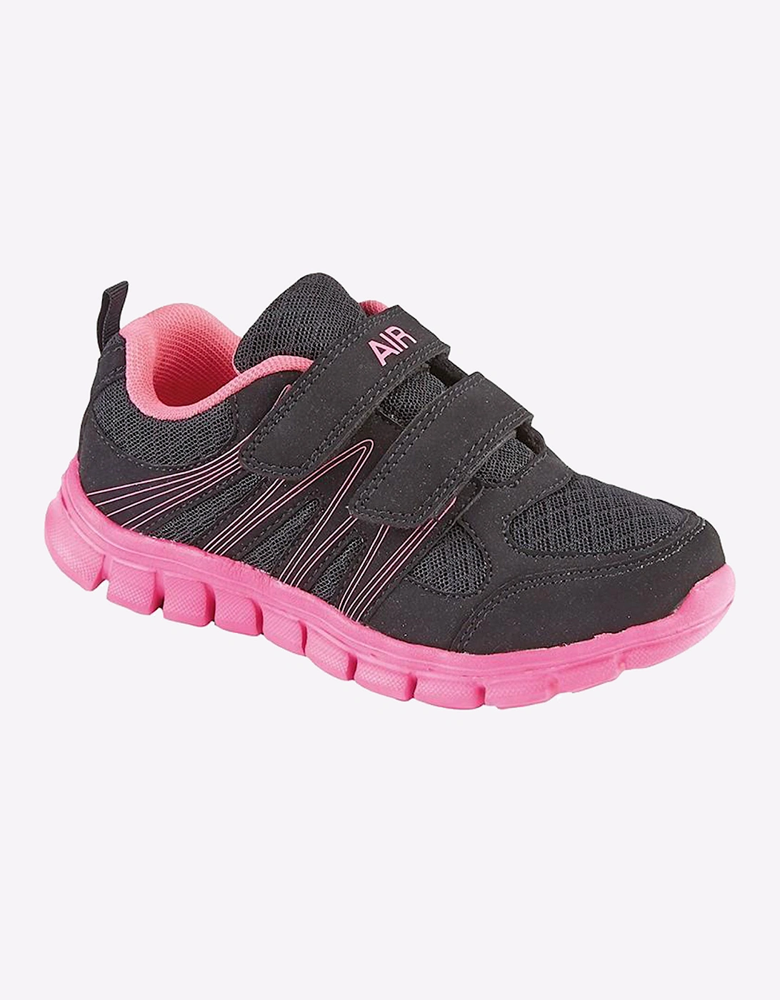 Dek Air Sprint Touch Fastening Childs Trainers Black/Fuchsia
