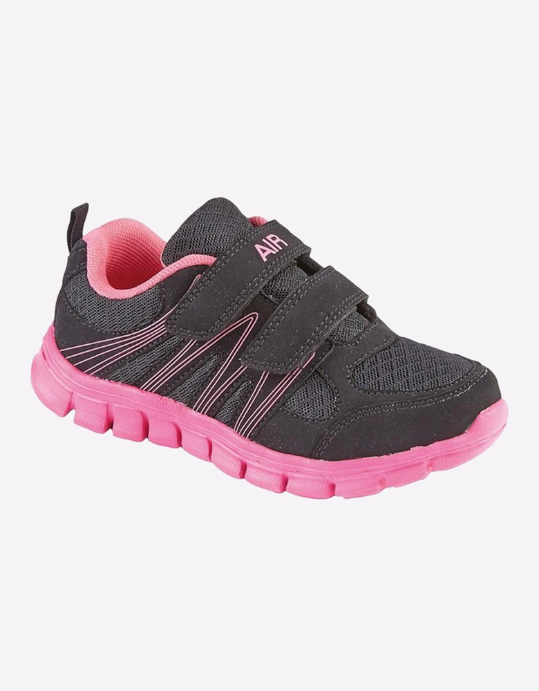 Dek Air Sprint Touch Fastening Childs Trainers Black/Fuchsia