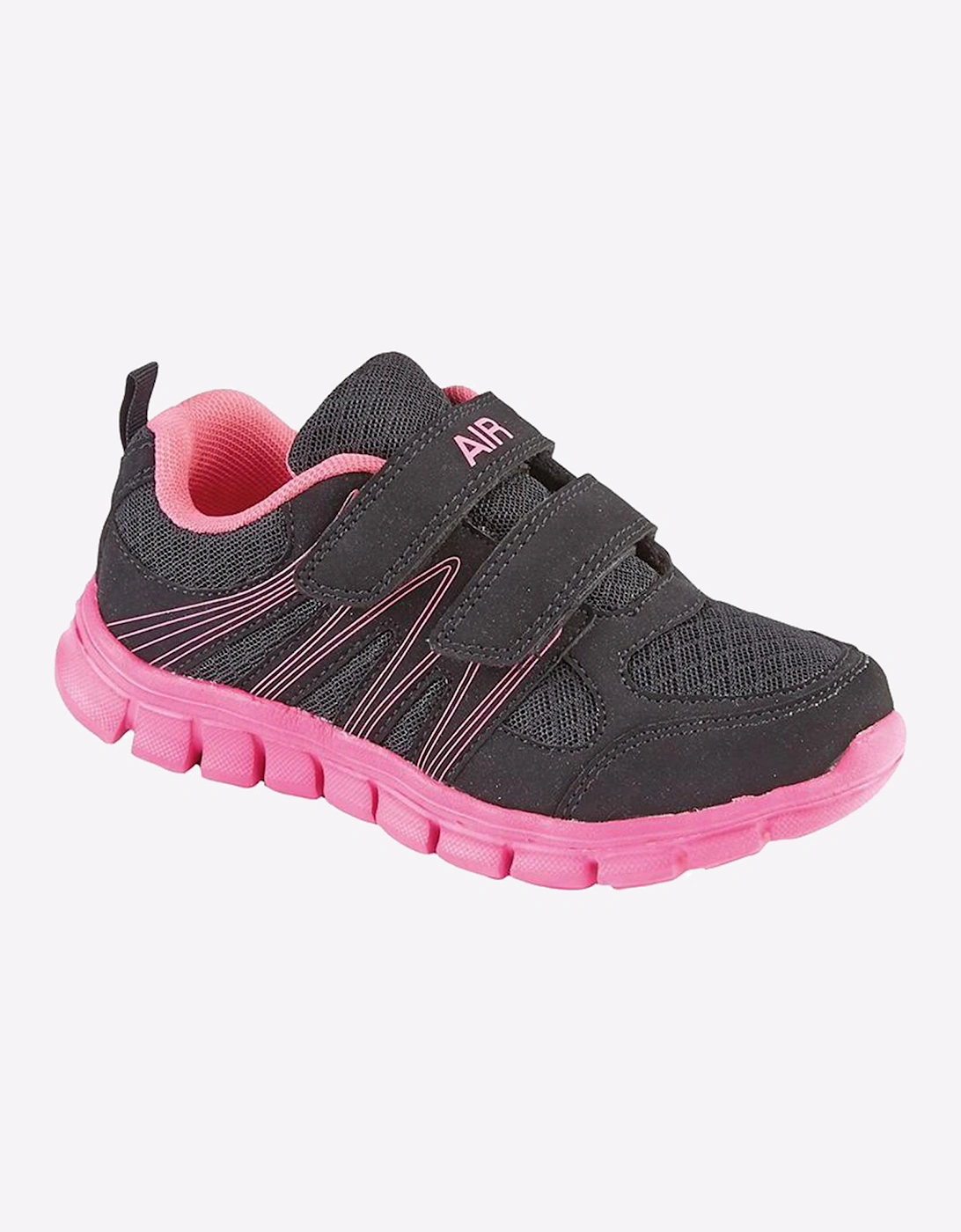 Dek Air Sprint Touch Fastening Childs Trainers Black/Fuchsia