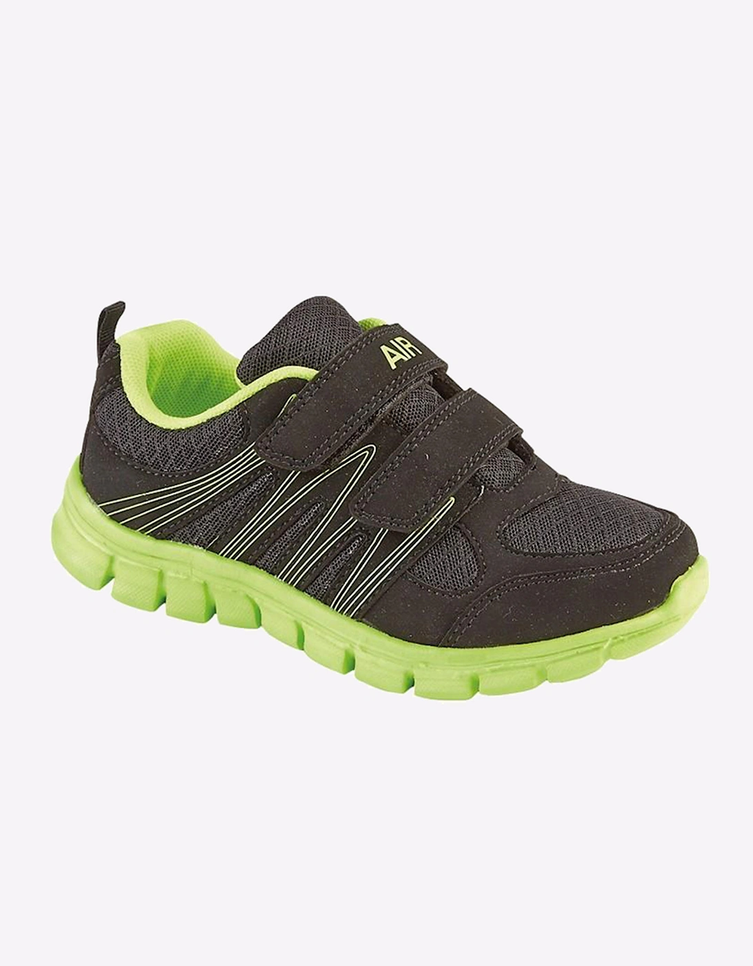 Dek Air Sprint Touch Fastening Childs Trainers Black/Lime