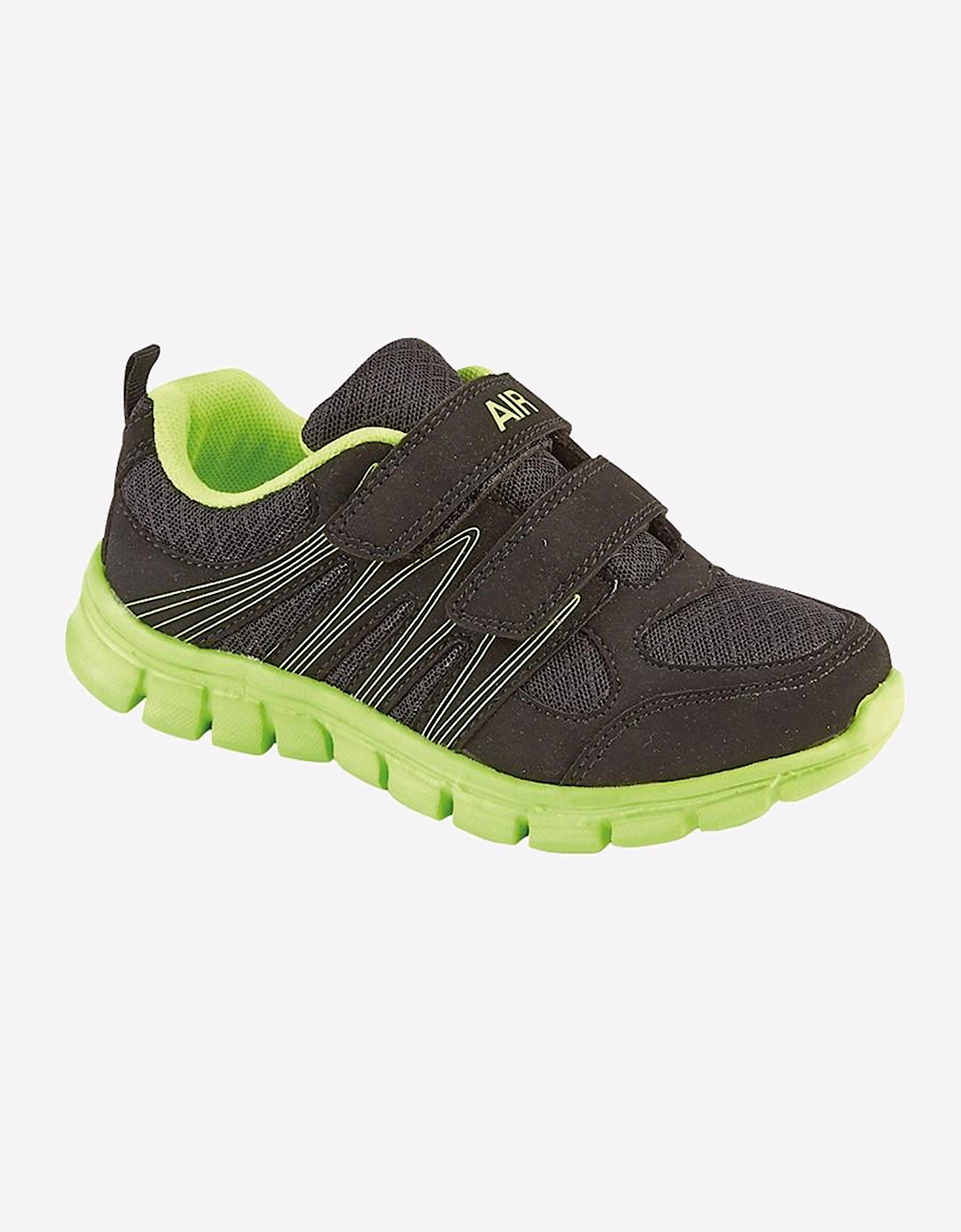 Dek Air Sprint Touch Fastening Childs Trainers Black/Lime