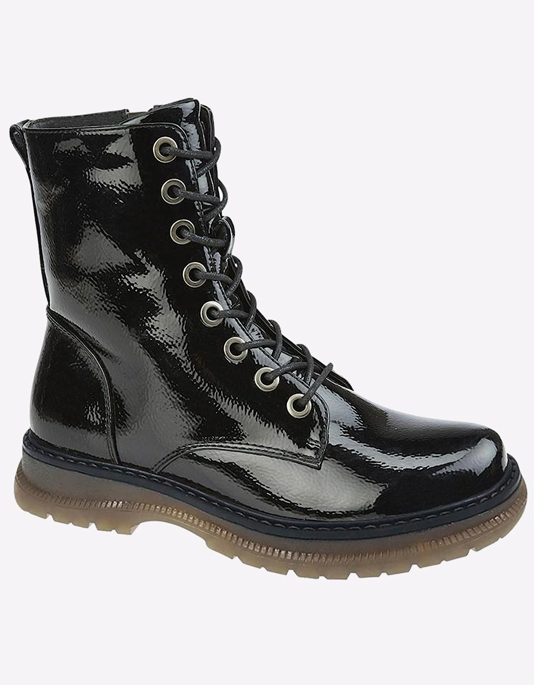 Cipriata Annetta Memory Foam Patent Zip Boot Womens Black Patent